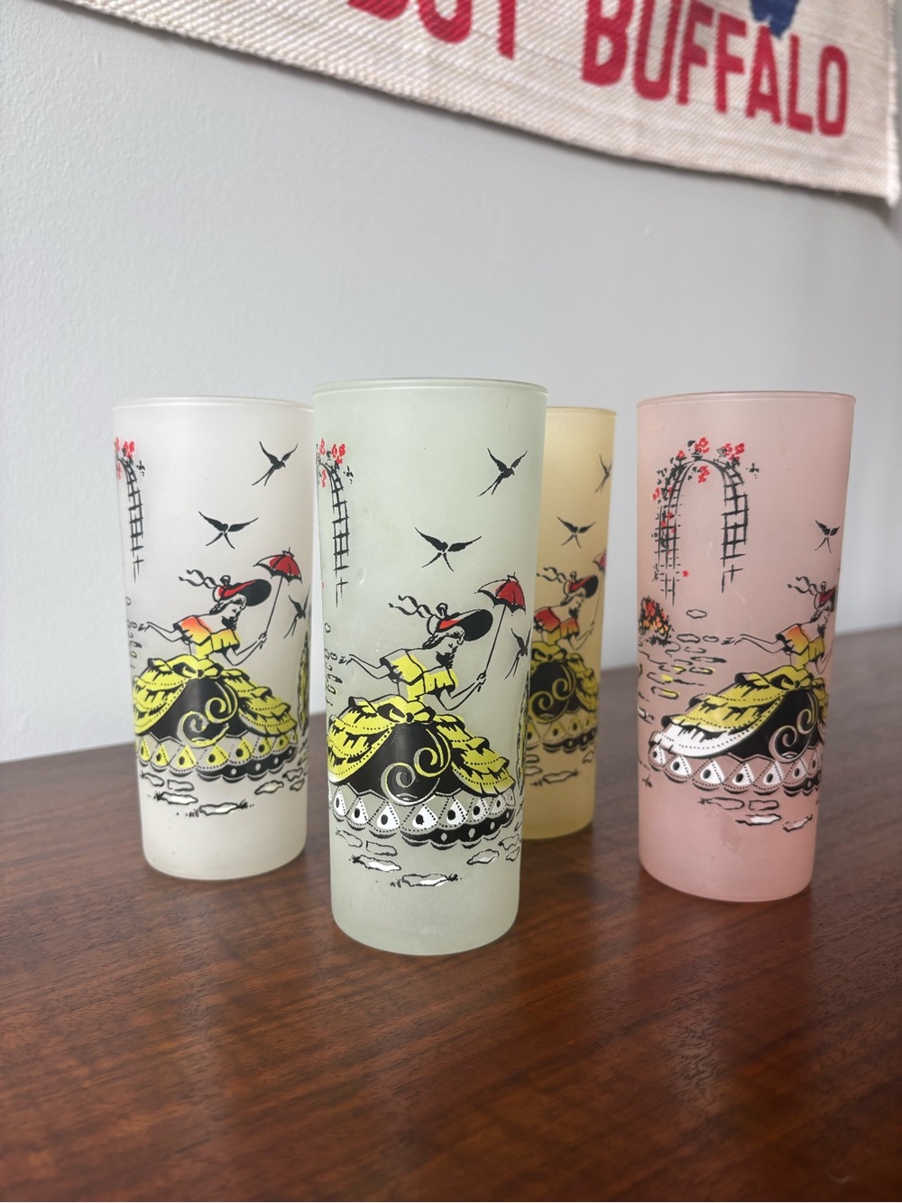 Vintage Set of 4 1950s Libbey Glassware Southern Belle Ice Tea Tumbler Glasses